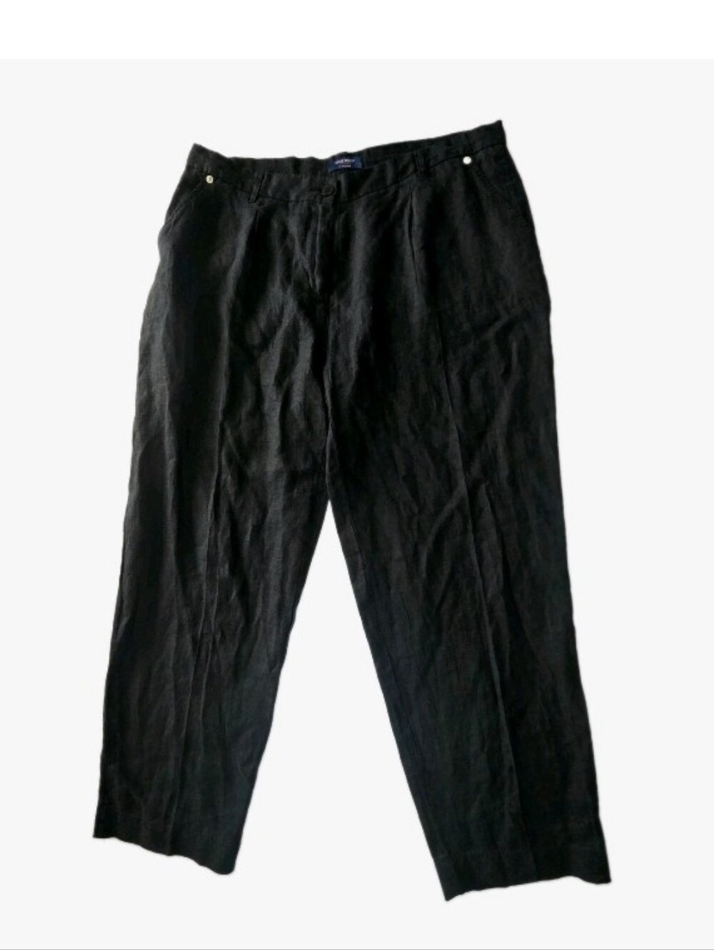 Saint James Ne De La Mer Linen Pleated Linen Pants Black Size 14 Quiet Luxury